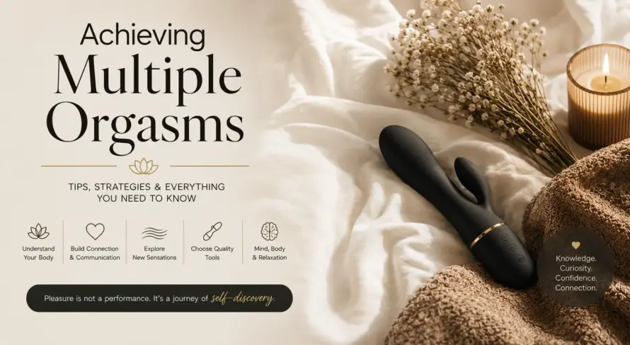 Woman resting calmly in soft natural light, illustrating relaxation and body awareness in a guide to multiple orgasms