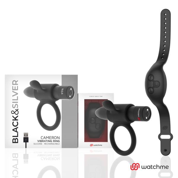 Black & Silver Cameron — Vibrating Cock Ring, Remote Control — Cock Rings — view 7