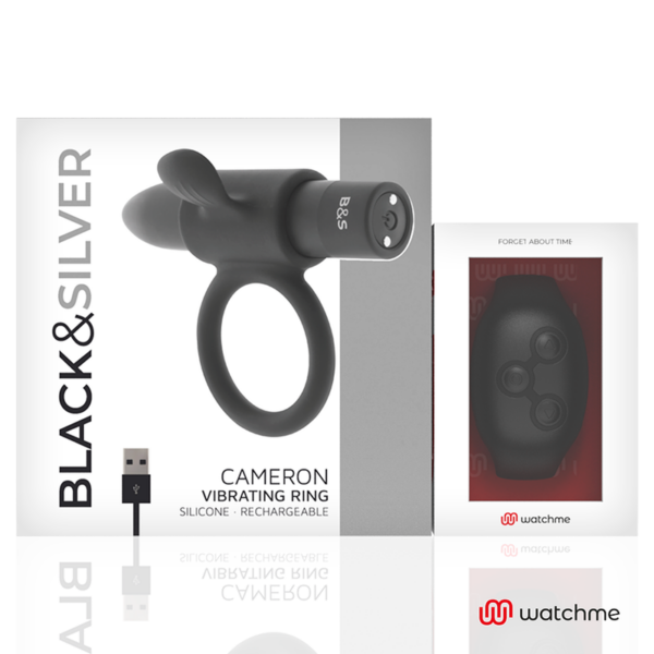 Black & Silver Cameron — Vibrating Cock Ring, Remote Control — Cock Rings — view 3