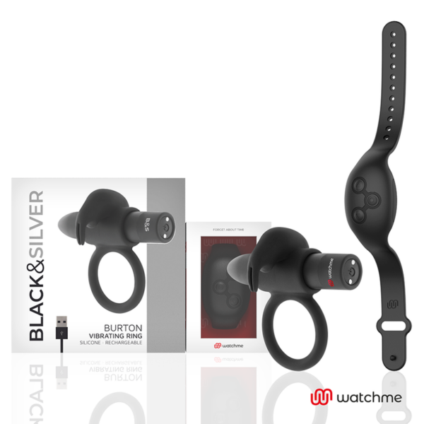 Black & Silver Burton — Vibrating Cock Ring, Remote Control — Cock Rings — view 7