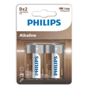 Philips Alkaline D LR20 — Batteries, 2 Pack — Batteries & Spare Parts