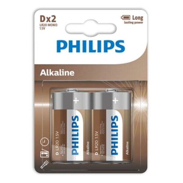 Philips Alkaline D LR20 — Batteries, 2 Pack — Batteries & Spare Parts