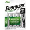 Energizer Rechargeable AA — Batteries, 4 Pack — Batteries & Spare Parts