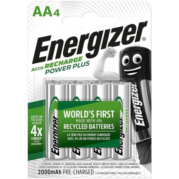 Energizer Rechargeable AA — Batteries, 4 Pack — Batteries & Spare Parts