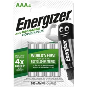 Energizer Rechargeable AAA — Batteries, 4 Pack — Batteries & Spare Parts