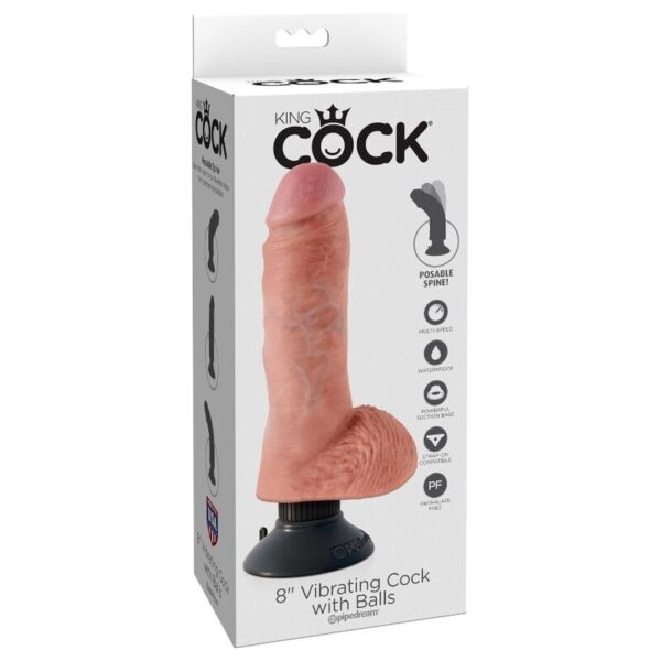 King Cock with Balls — Realistic Vibrator, 20.3 cm, Flesh — Realistic Vibrators — view 8