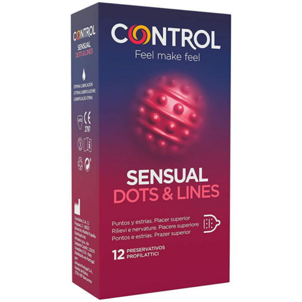 Control Sensual Dots and Lines — Textured Condoms, 12 Pack — Condom Multipacks