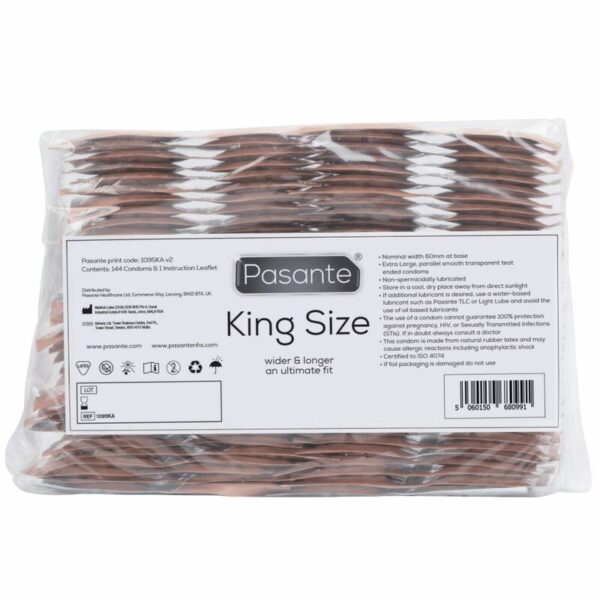 Pasante King Size — Large Condoms, 144 Pack, Bag — Bulk Condom Packs