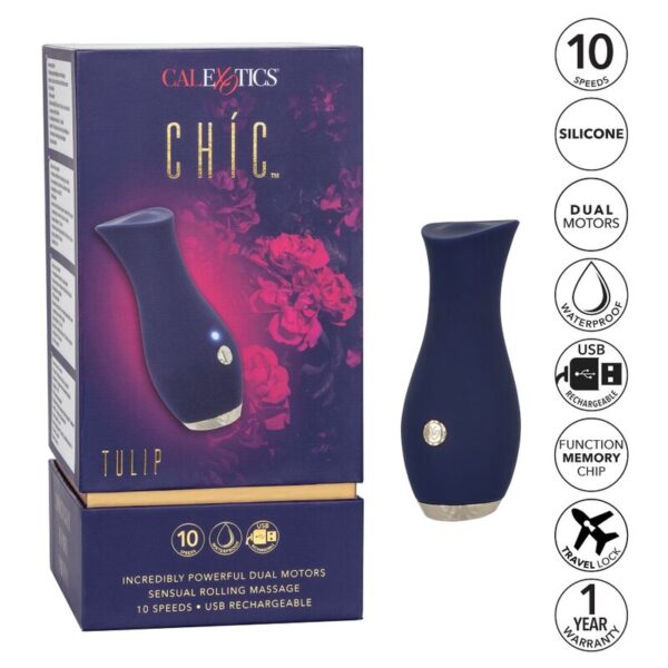 CalExotics Chic Tulip — Personal Massager, Rechargeable, Blue — Clitoral Stimulators — view 7