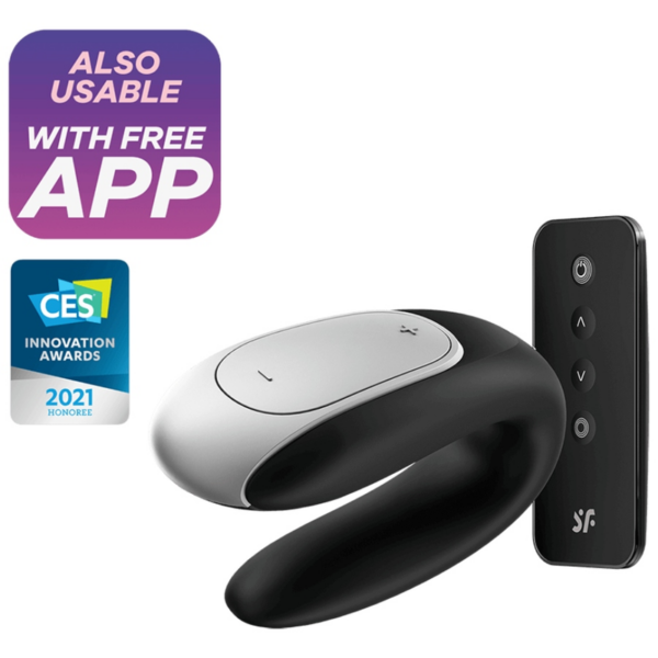 Satisfyer Double Fun — Couples Vibrator, Remote Control, Black — App-Controlled Sex Toys — view 3