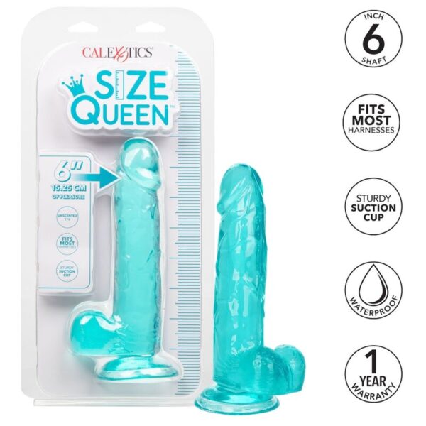 CalExotics Size Queen — Realistic Dildo, 15.3 cm, Blue — Dildos — view 6