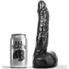 All Black with Balls — Realistic Dildo, 20 cm