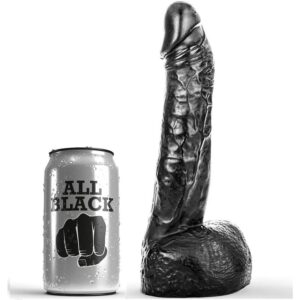 All Black with Balls — Realistic Dildo, 20 cm