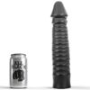 All Black Ribbed — Dildo, 26 cm, Black — Anal Dildos
