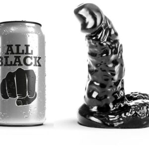 All Black Ribbed — Realistic Dildo, 13 cm