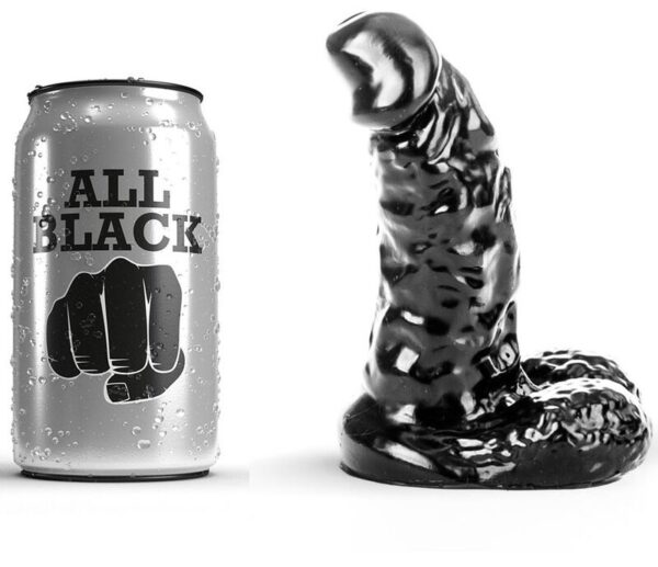 All Black Ribbed — Realistic Dildo, 13 cm