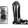 All Black Wide Base — Realistic Dildo, 14 cm, with Balls — Dildos