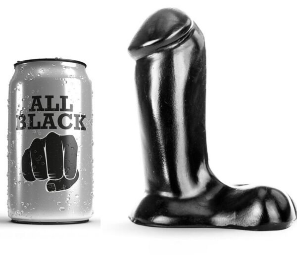 All Black Wide Base — Realistic Dildo, 14 cm, with Balls — Dildos