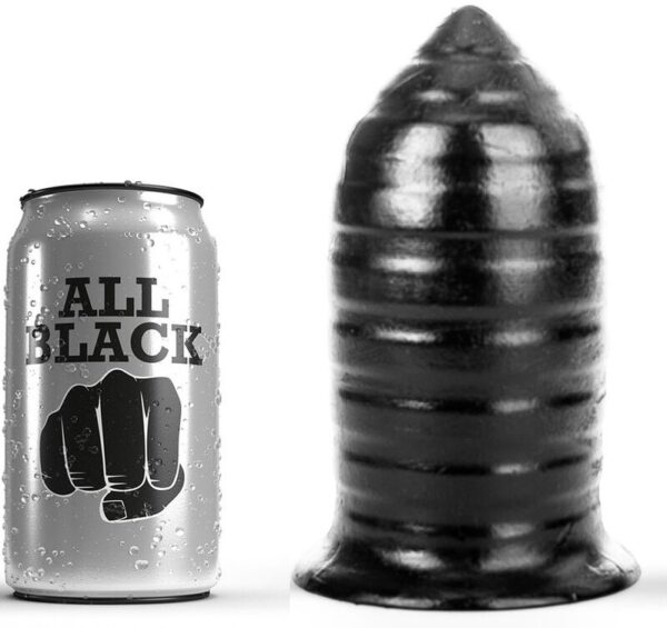 All Black Ribbed — Butt Plug, 16 cm — Anal