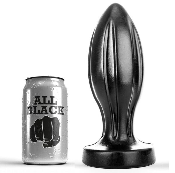 All Black Grooved — Butt Plug, 21 cm — Anal