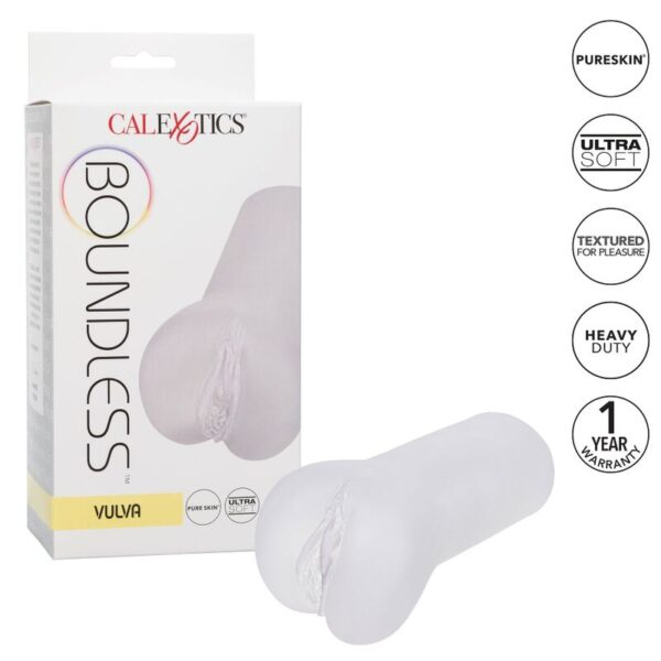 CalExotics Boundless Vulva — Male Masturbator, Clear — Manual Strokers — view 2