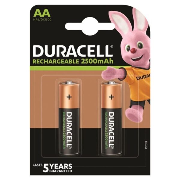 Duracell AA HR6 2500 mAh — Batteries, Rechargeable, 2 Pack — Batteries & Spare Parts