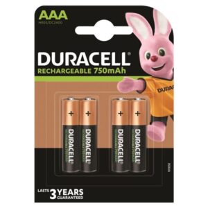 Duracell AAA HR03 750 mAh — Batteries, Rechargeable, 4 Pack — Batteries & Spare Parts