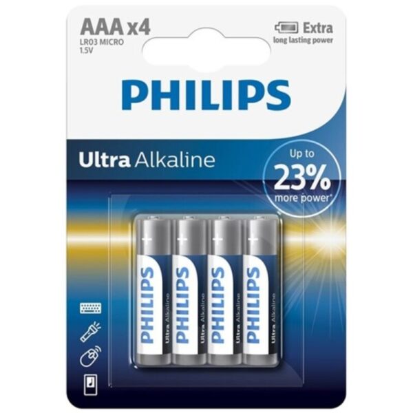 Philips Ultra Alkaline AAA LR03 — Batteries, 4 Pack — Batteries & Spare Parts