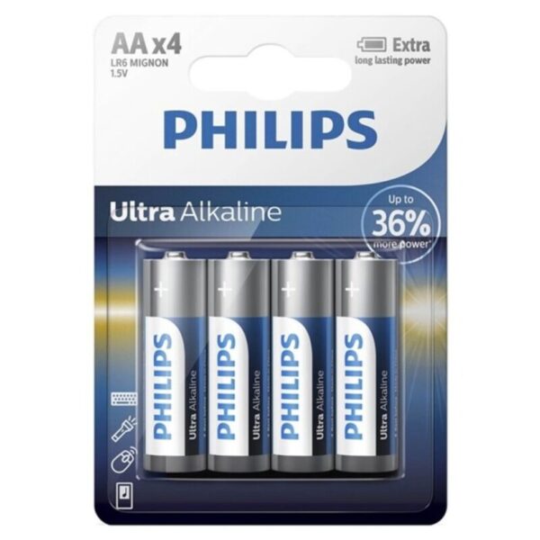 Philips Ultra Alkaline AA LR6 — Batteries, 4 Pack — Batteries & Spare Parts