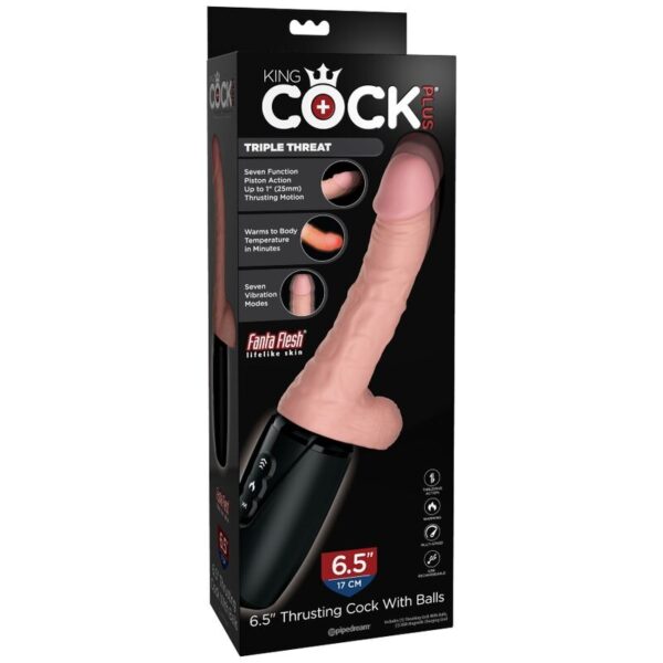 King Cock Plus Triple Threat — Thrusting Vibrator, Heated, Light — Hi-Tech Vibrators — view 6