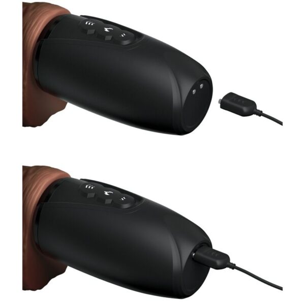 King Cock Plus Triple Threat — Thrusting Vibrator, Heated, Brown — Hi-Tech Vibrators — view 5