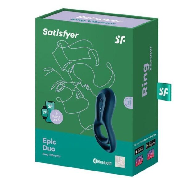 Satisfyer Epic Duo — Vibrating Cock Ring, App-Controlled, Blue — App-Controlled Sex Toys — view 2
