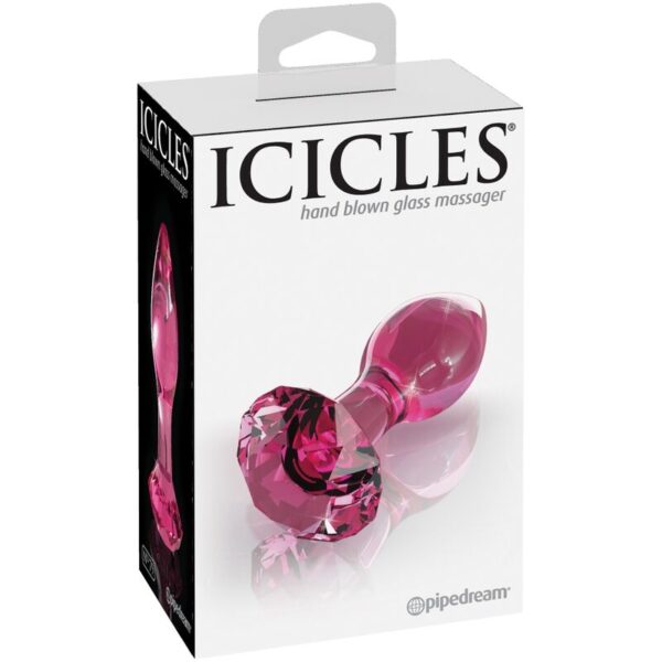 Icicles No. 79 — Glass Butt Plug, 7.3 cm, Pink — Anal — view 2