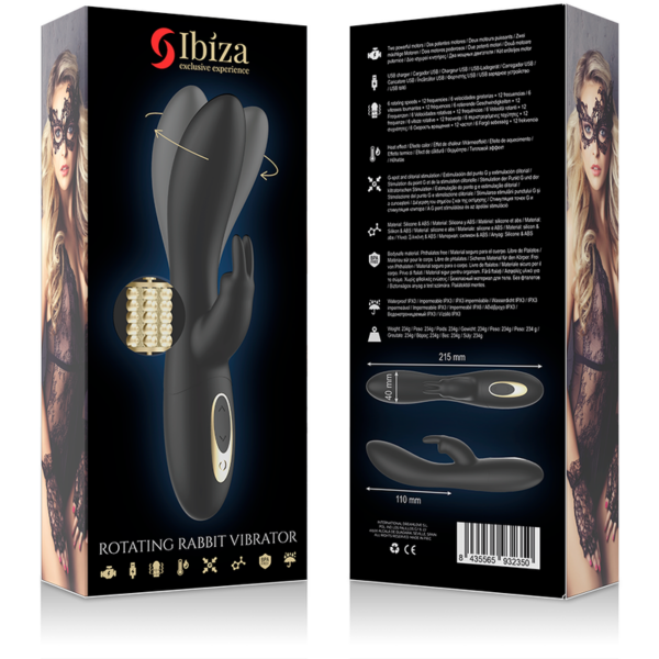 Ibiza Pearled Rotator — Rabbit Vibrator, Rechargeable, Black — Hi-Tech Vibrators — view 8