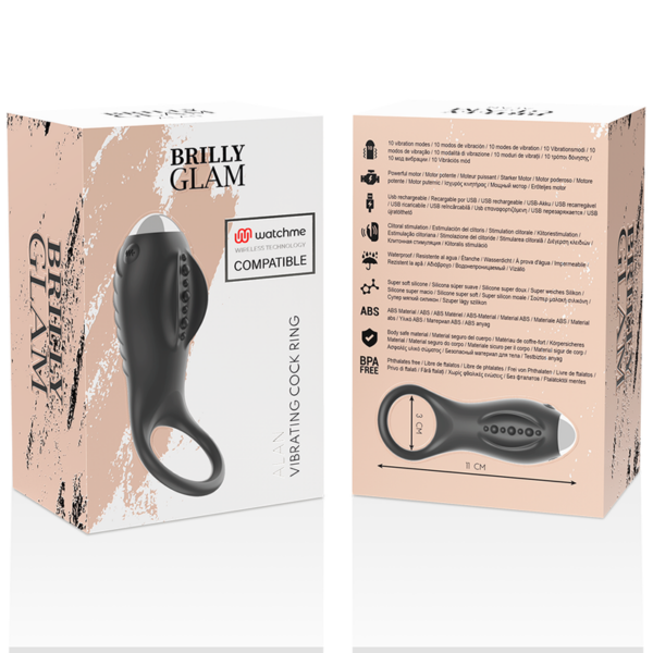 Brilly Glam Alan — Vibrating Cock Ring, Waterproof — Cock Rings — view 7
