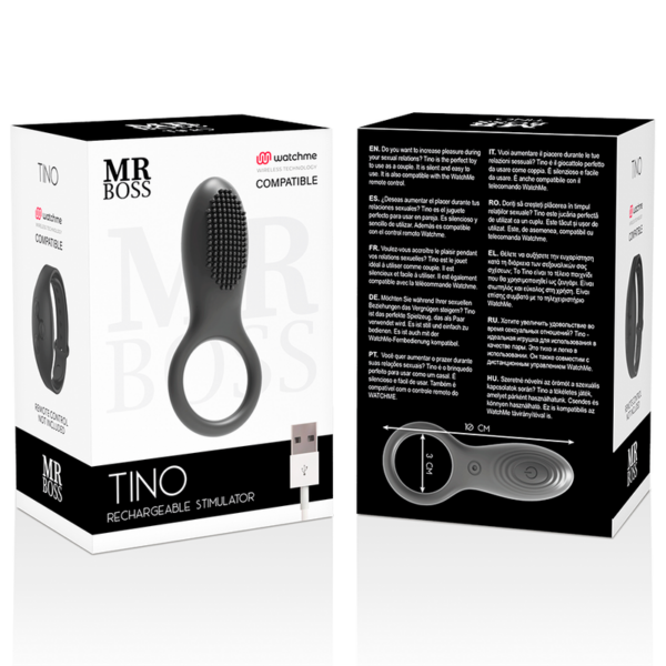 Mr Boss Tino — Vibrating Cock Ring, Remote Control, Black — Cock Rings — view 2
