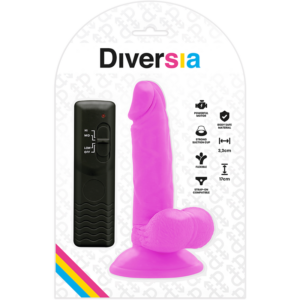 Diversia — Vibrating Dildo, Suction Cup, 17 cm, Purple — Realistic Vibrators — view 3