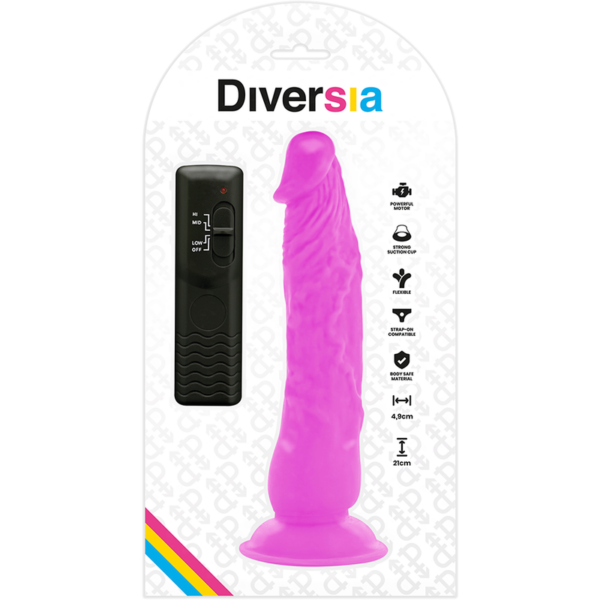 Diversia — Vibrating Dildo, Suction Cup, 21 cm, Purple — Realistic Vibrators — view 7