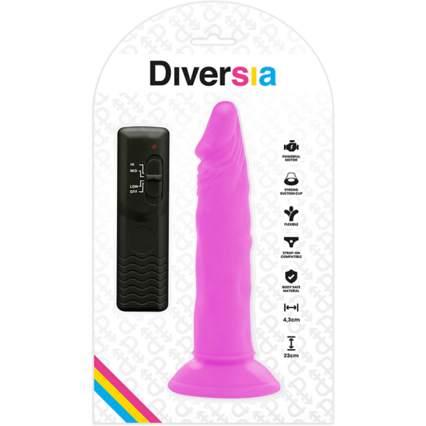 Diversia — Vibrating Dildo, Suction Cup, 23 cm, Purple — Realistic Vibrators — view 6