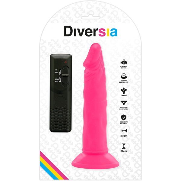 Diversia — Vibrating Dildo, Suction Cup, 23 cm, Pink — Realistic Vibrators — view 3