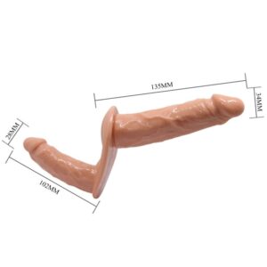Baile Ultra Passionate — Double Strap-On, Cord Harness, Natural — Double Penetration Strap-Ons — view 2