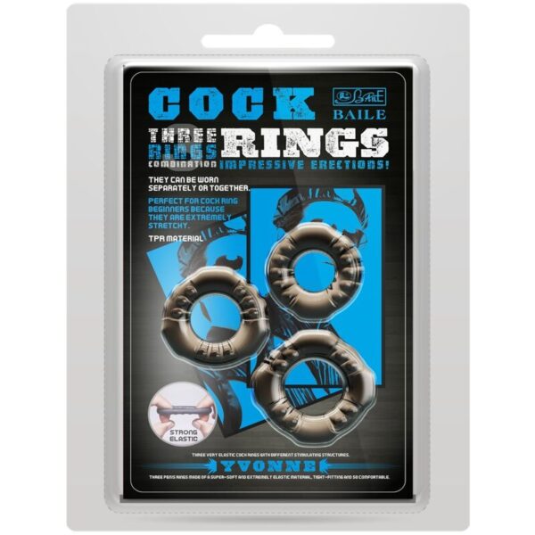 Baile Yvonne — Cock Ring Set, Black — Classic Cock Rings — view 4