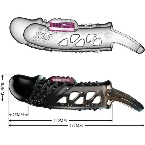 Pretty Love Cecelia — Vibrating Penis Sleeve, Black — Penis Accessories — view 2