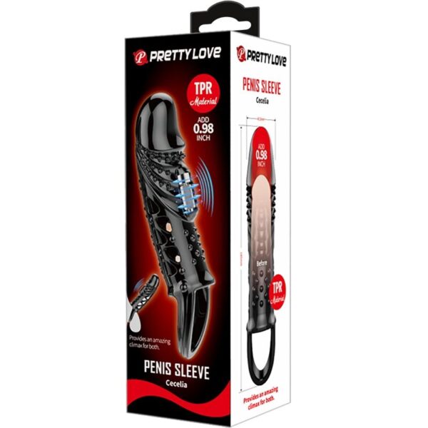 Pretty Love Cecelia — Vibrating Penis Sleeve, Black — Penis Accessories — view 4