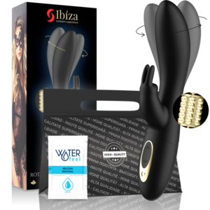 Ibiza Pearled Rotator — Rabbit Vibrator, Rechargeable, Black — Hi-Tech Vibrators