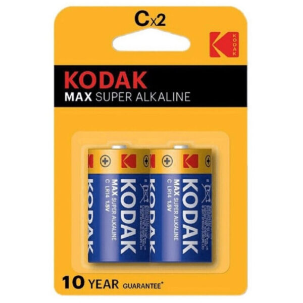 Kodak Max Super Alkaline C LR14 — Batteries, 2 Pack — Batteries & Spare Parts