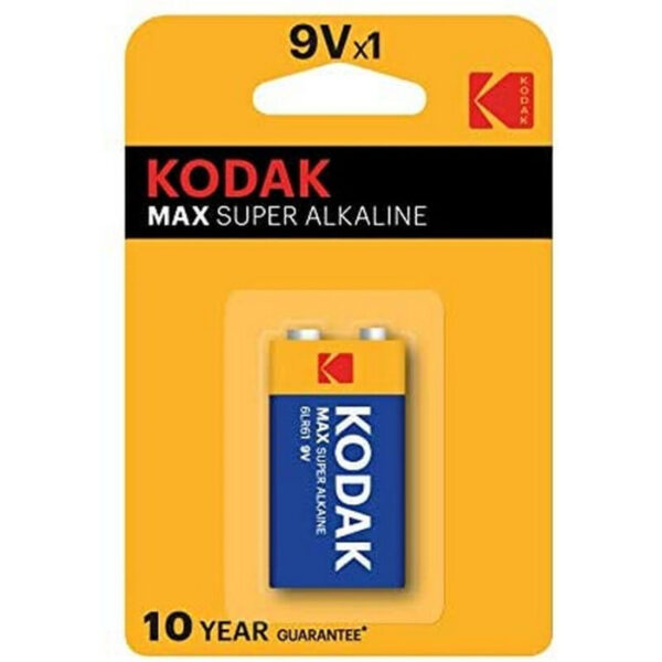 Kodak Max Super Alkaline 9V 6LR61 — Batteries, 1 Pack — Batteries & Spare Parts