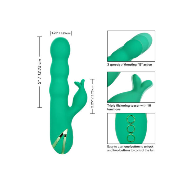 CalExotics Sonoma Satisfier — Rabbit Vibrator, Green — G-Spot Vibrators — view 2