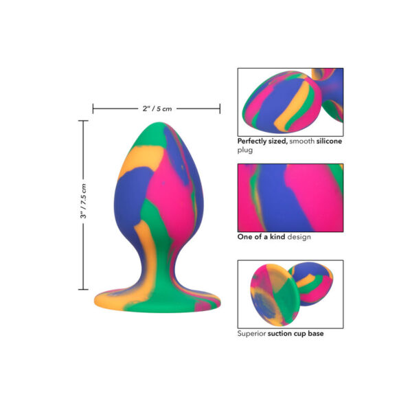CalExotics Cheeky Medium Tie-Dye — Butt Plug, Silicone, 5 cm — Anal — view 4