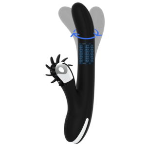 Black & Silver Bunny Storm — Rotating Vibrator, Rechargeable — G-Spot Vibrators